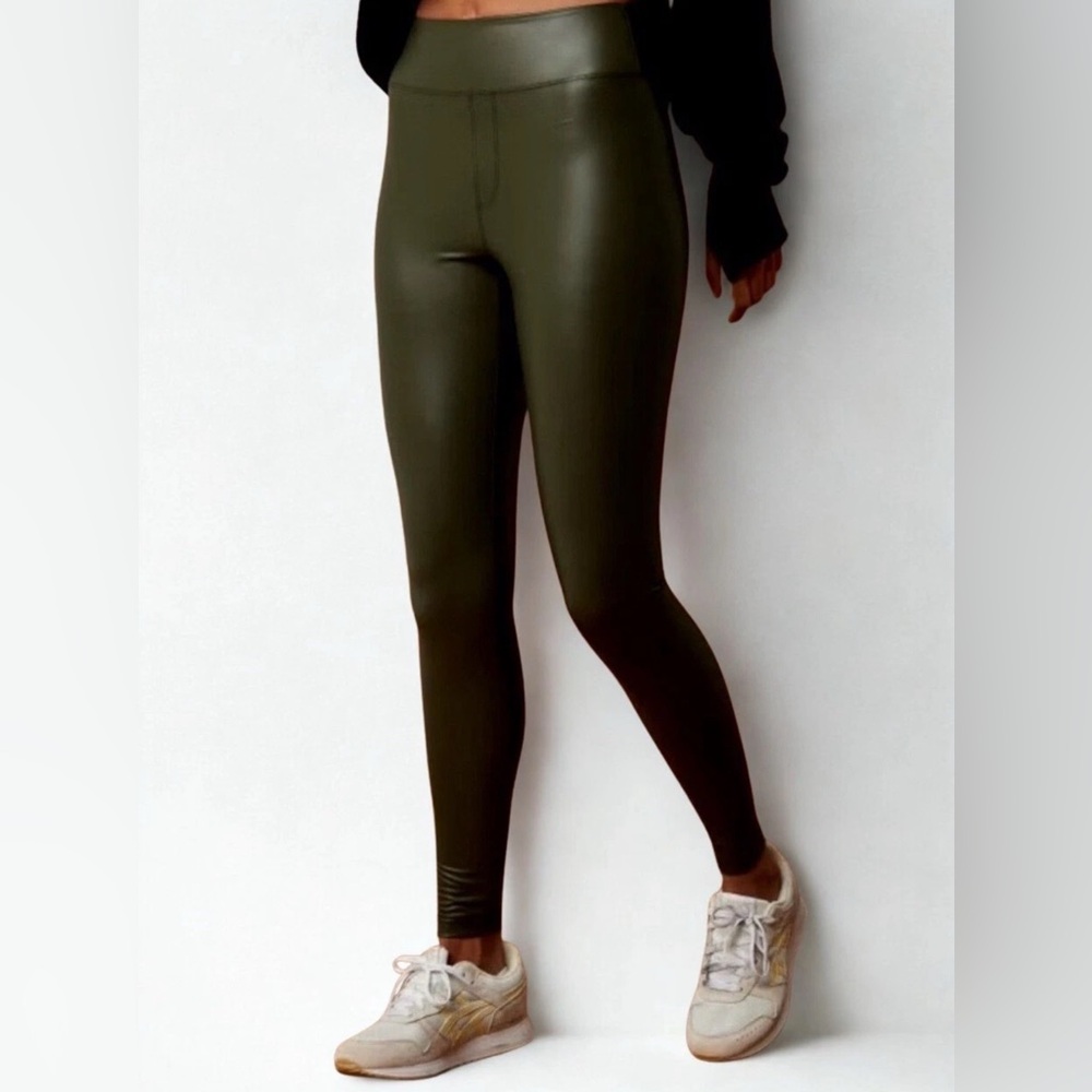 OFFLINE by Aerie Sage Green Faux Leatherette  Leggings | Women's Size L| NWT